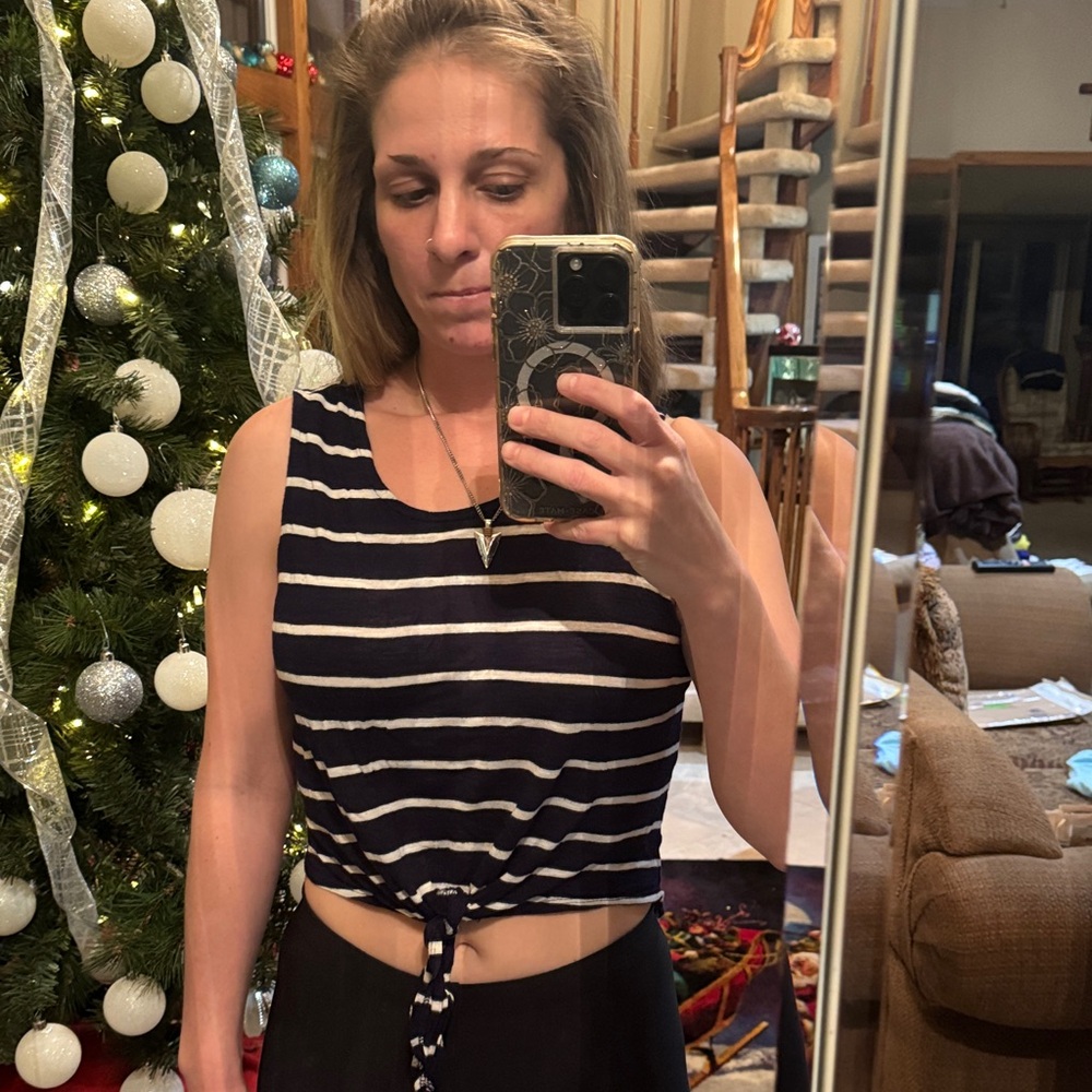Striped Navy and White Women's Top
